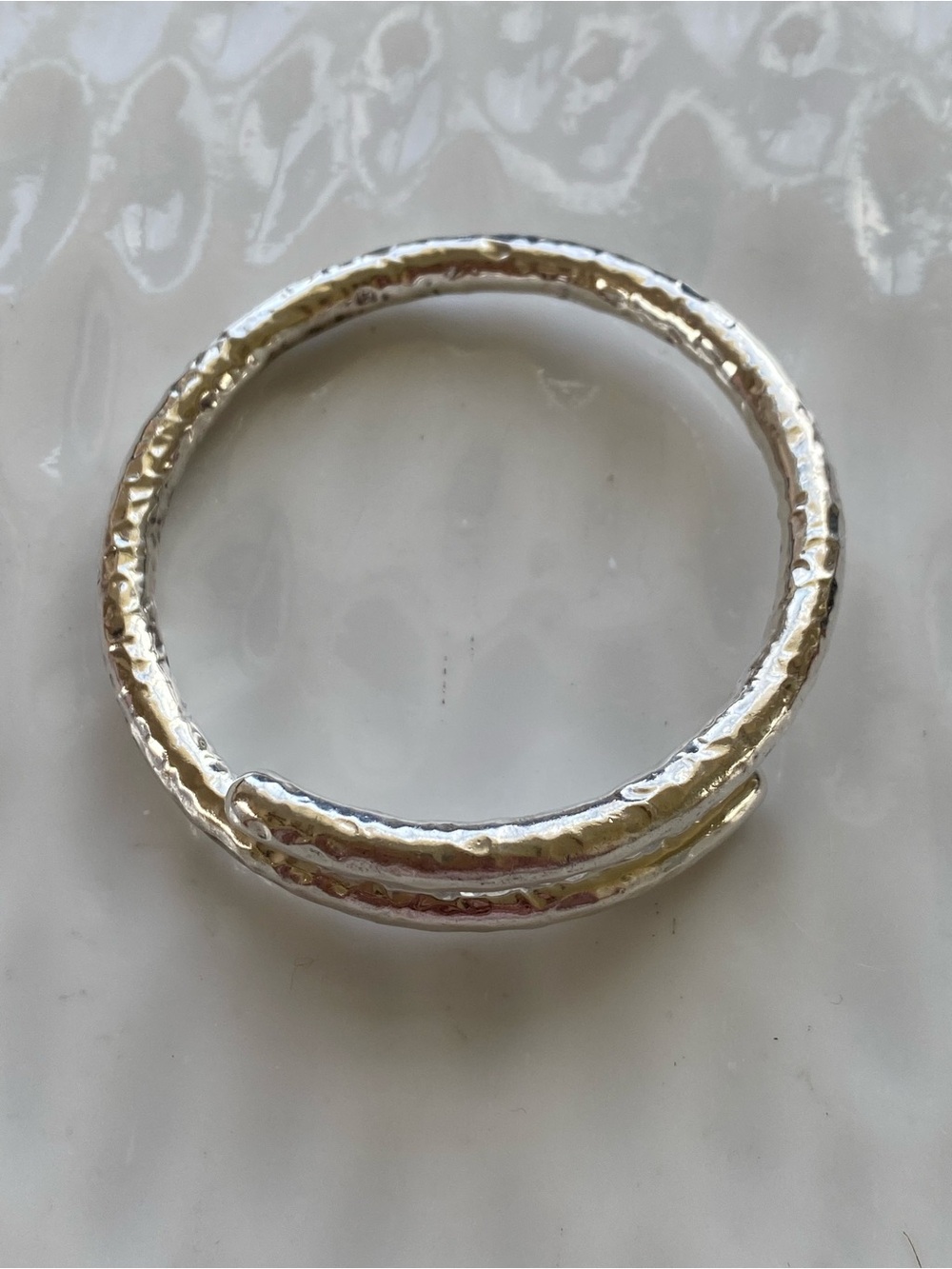 Sterling Silver Hammered Wrap Bangle Bracelet - Picture 8 of 10